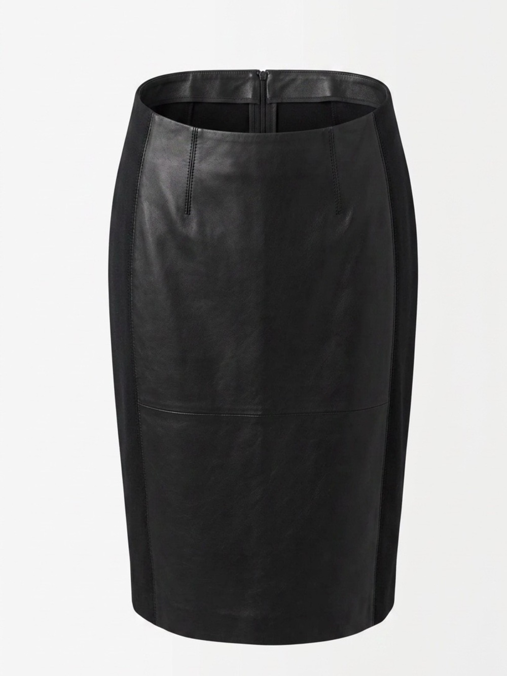 Ellen Tracy Black Partial 100% Leather Midi Skirt - Size 12